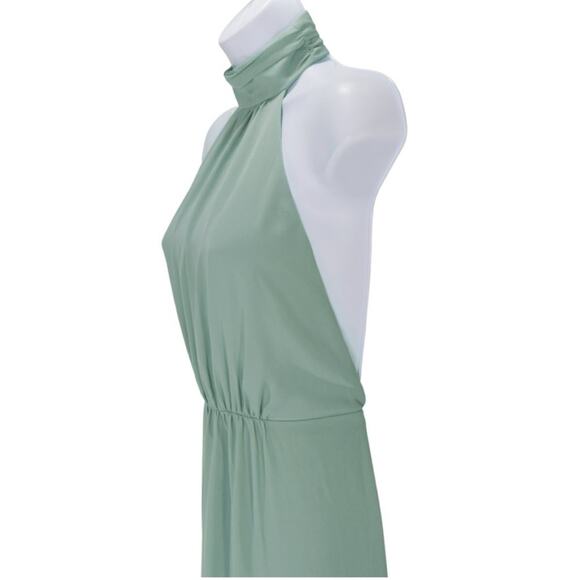 SHOW ME YOUR MUMU Collette Halter Maxi Dress Silver Sage Open Back - Picture 5 of 9